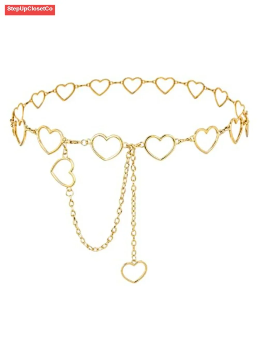 Hollow Heart Gold Waist Chain Belt for Dresses Jeans
